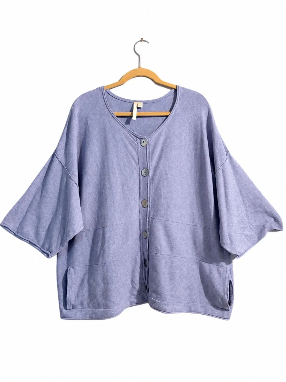 Pure Jill Lavender Cashmere Blend Button Up Cardigan Sweater Oversized Pockets - Picture 1 of 11